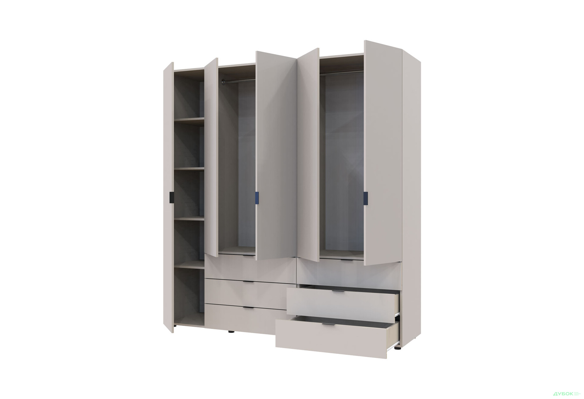 Изображение 8 - Шкаф Doros Гелар 2+3 ДСП 5-дверный с 6 ящиками 194 см Кашемир