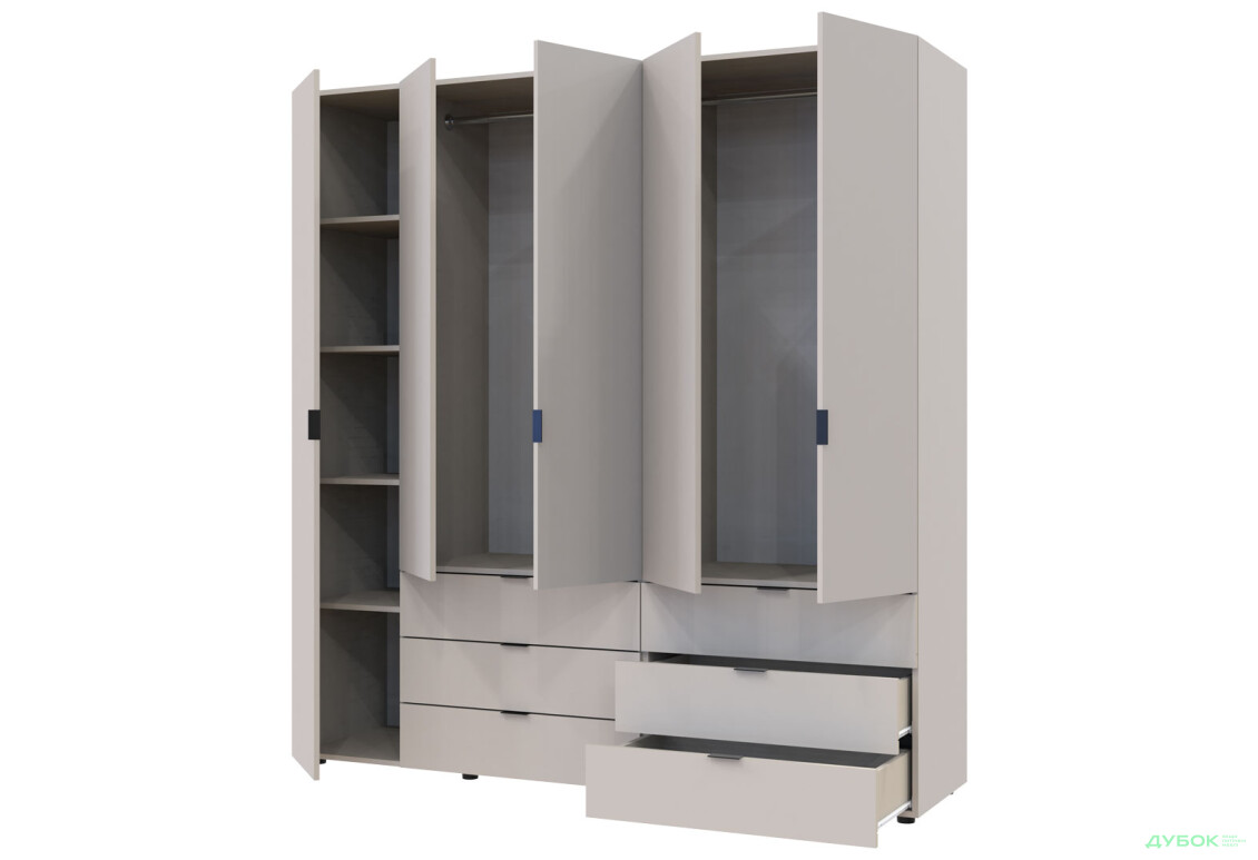 Изображение 8 - Шкаф Doros Гелар 2+3 ДСП 5-дверный с 6 ящиками 194 см Кашемир