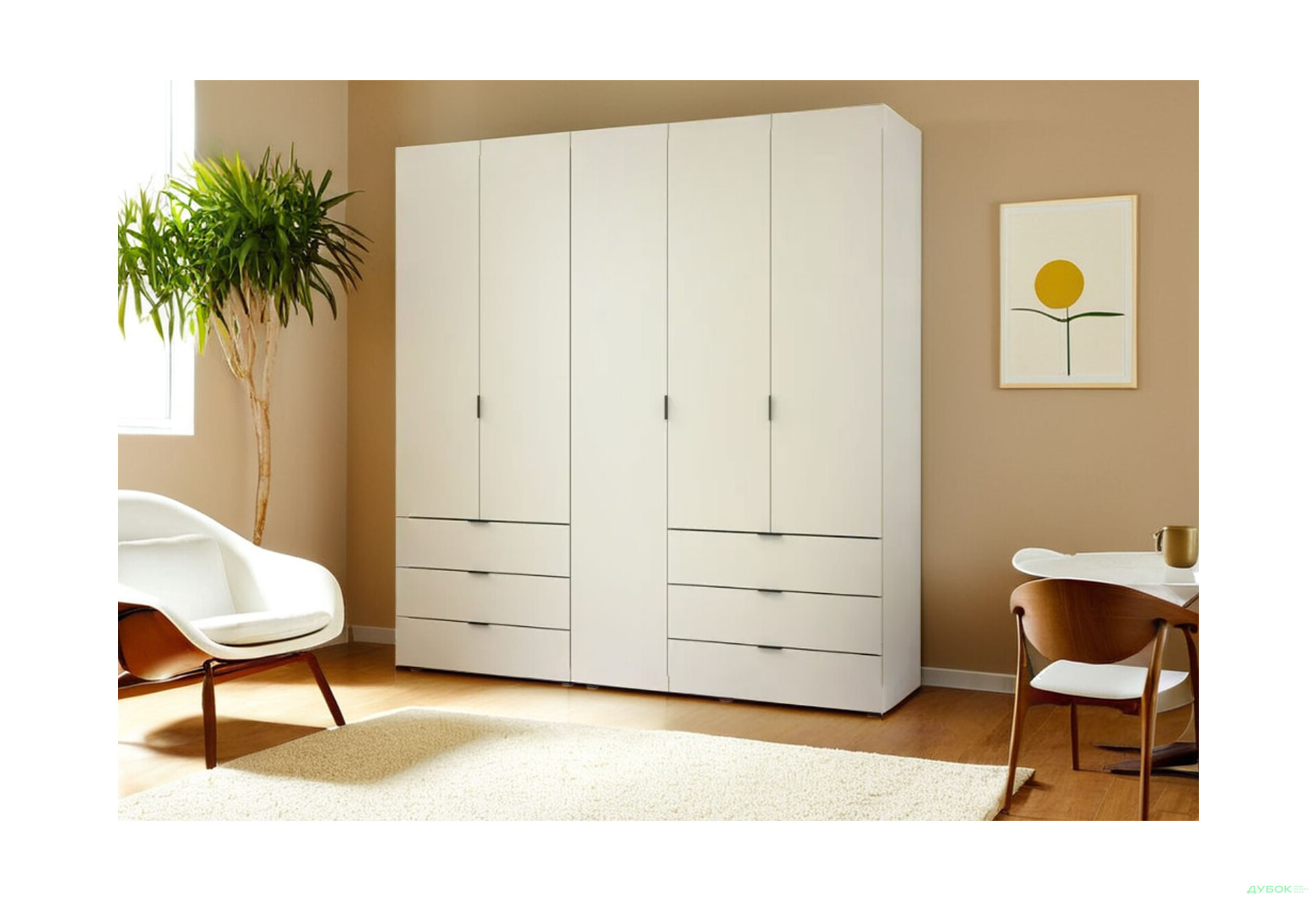 Изображение 2 - Шкаф Doros Гелар 2+3 ДСП 5-дверный с 6 ящиками 194 см Кашемир