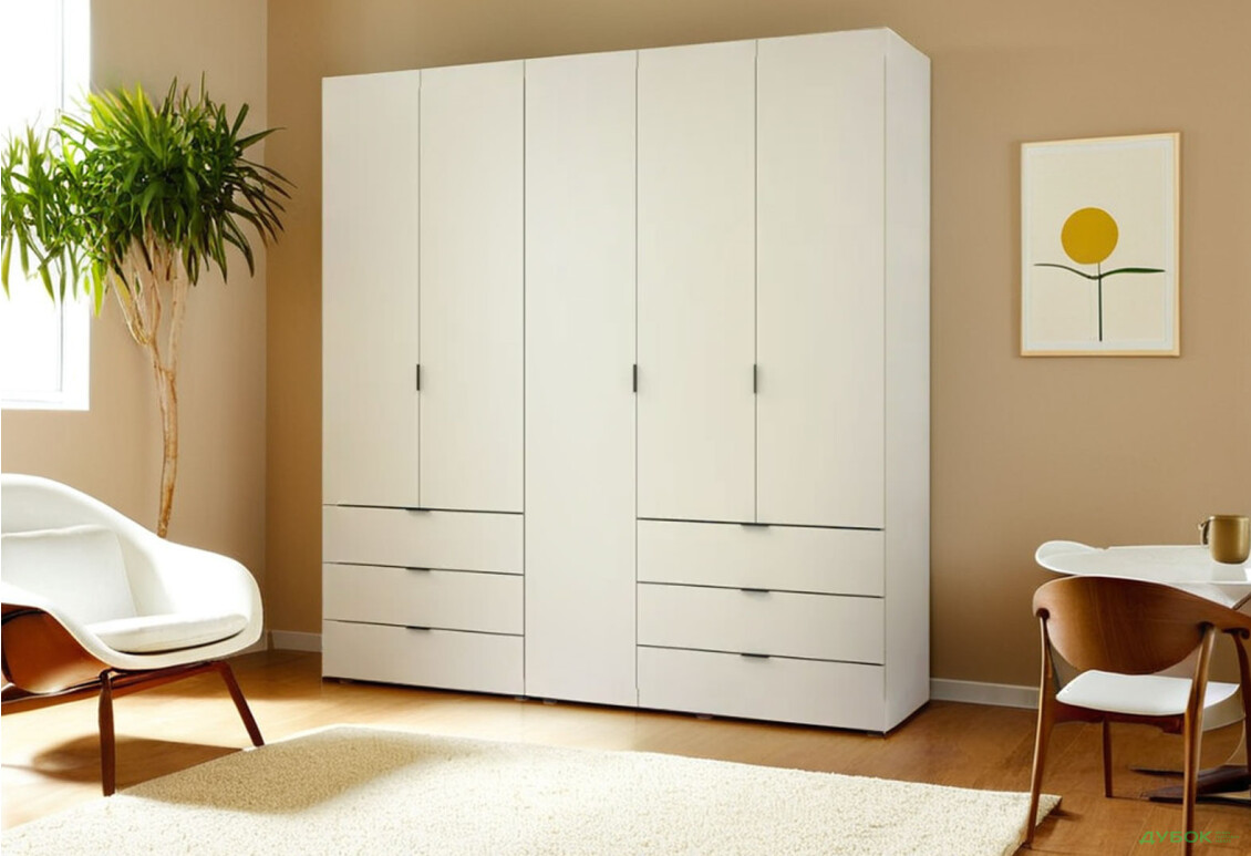 Изображение 2 - Шкаф Doros Гелар 2+3 ДСП 5-дверный с 6 ящиками 194 см Кашемир