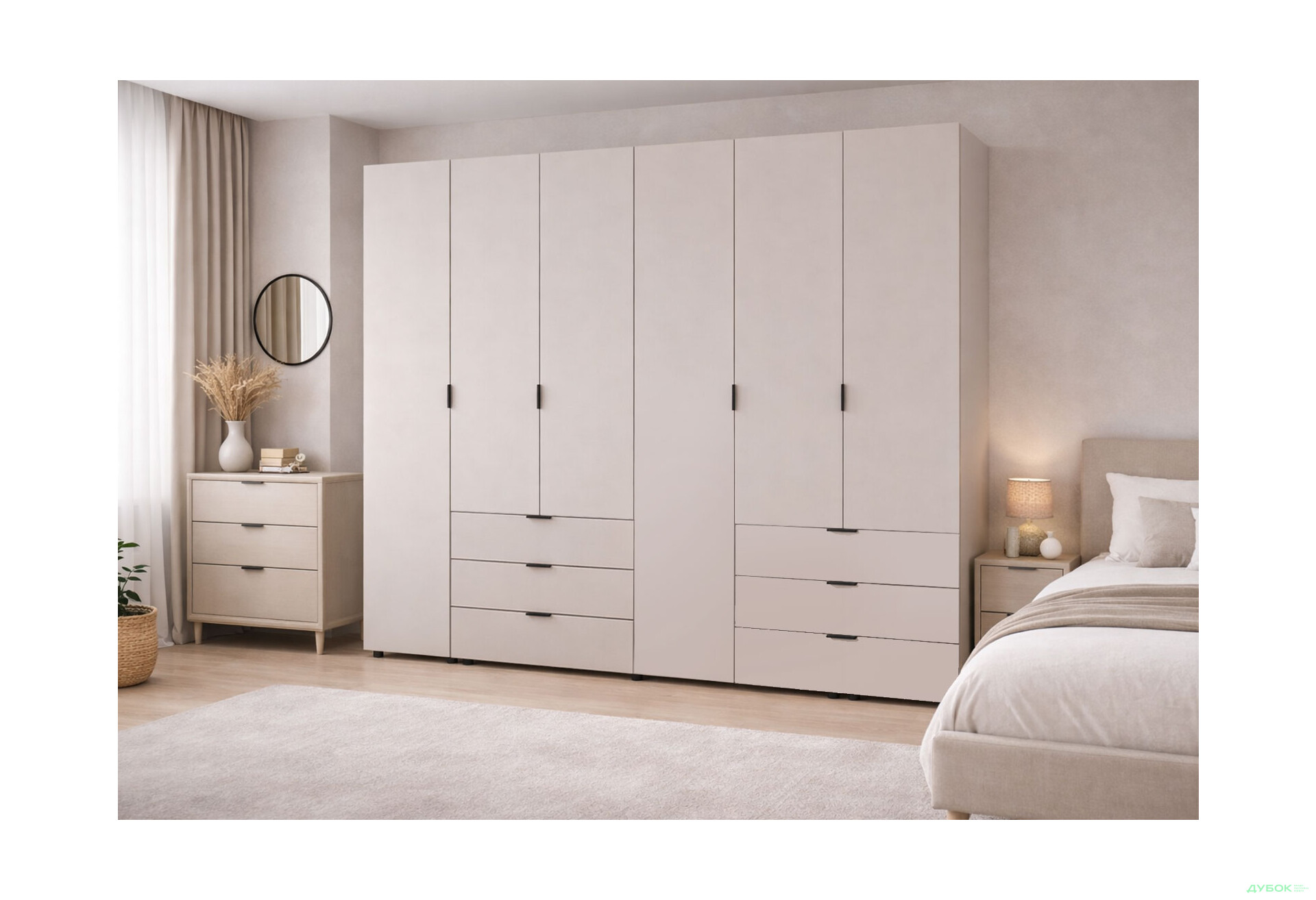 Изображение 2 - Шкаф Doros Гелар 3+3 ДСП 6-дверный с 6 ящиками 232 см Кашемир