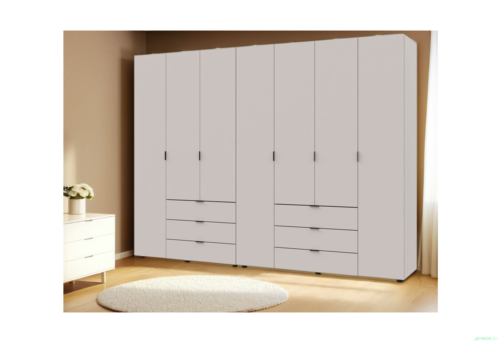 Изображение 3 - Шкаф Doros Гелар 3+4 ДСП 7-дверный с 6 ящиками 271 см Кашемир
