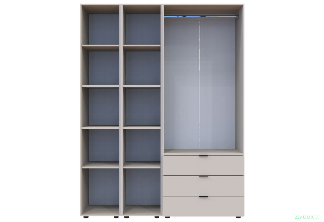 Изображение 12 - Шкаф Doros Гелар 2 ДСП 2-дверная с 3 ящиками и 2 этажерками 154 см Кашемир