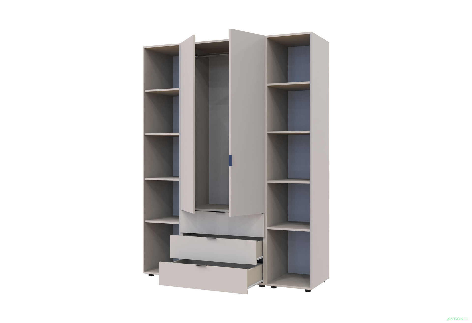 Изображение 8 - Шкаф Doros Гелар 2 ДСП 2-дверная с 3 ящиками и 2 этажерками 154 см Кашемир