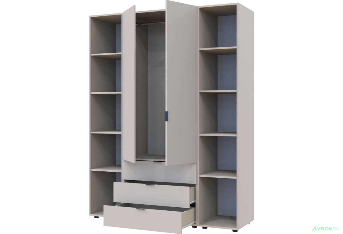 Изображение 8 - Шкаф Doros Гелар 2 ДСП 2-дверная с 3 ящиками и 2 этажерками 154 см Кашемир