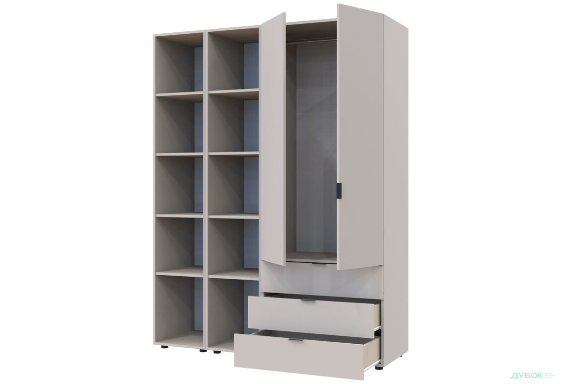 Изображение 9 - Шкаф Doros Гелар 2 ДСП 2-дверная с 3 ящиками и 2 этажерками 154 см Кашемир