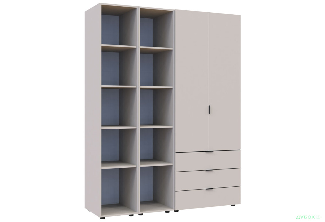 Изображение 6 - Шкаф Doros Гелар 2 ДСП 2-дверная с 3 ящиками и 2 этажерками 154 см Кашемир