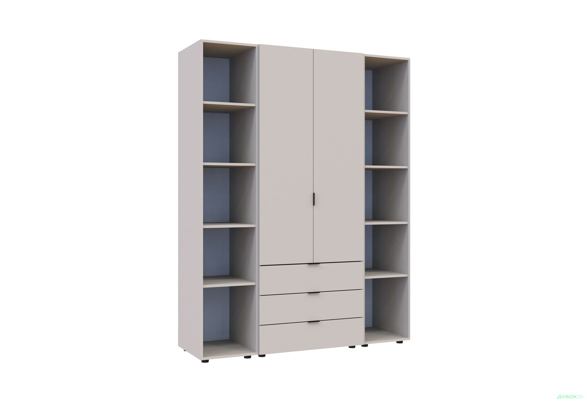 Изображение 7 - Шкаф Doros Гелар 2 ДСП 2-дверная с 3 ящиками и 2 этажерками 154 см Кашемир