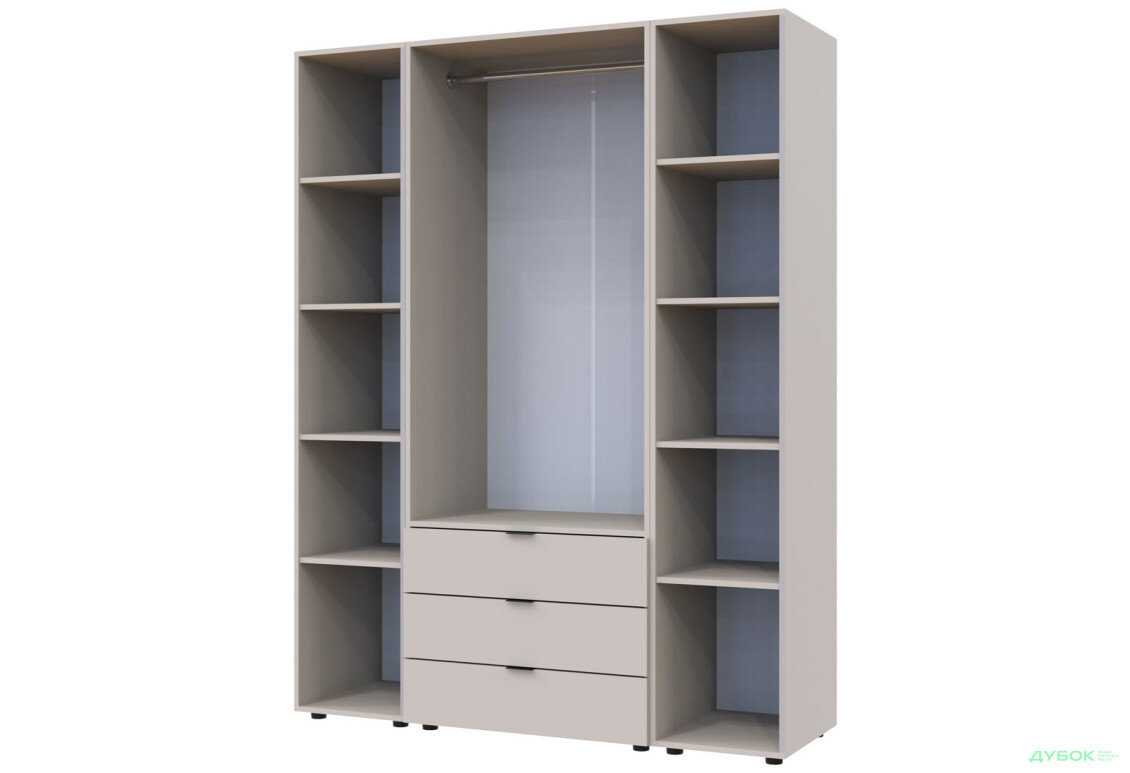 Изображение 11 - Шкаф Doros Гелар 2 ДСП 2-дверная с 3 ящиками и 2 этажерками 154 см Кашемир