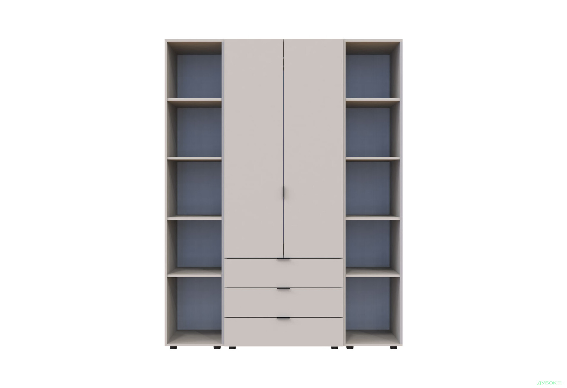 Изображение 5 - Шкаф Doros Гелар 2 ДСП 2-дверная с 3 ящиками и 2 этажерками 154 см Кашемир