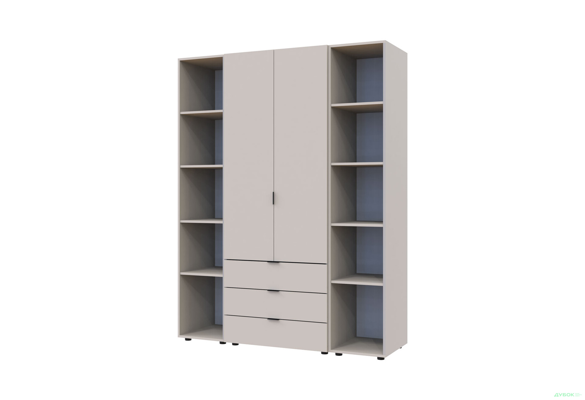Изображение 2 - Шкаф Doros Гелар 2 ДСП 2-дверная с 3 ящиками и 2 этажерками 154 см Кашемир