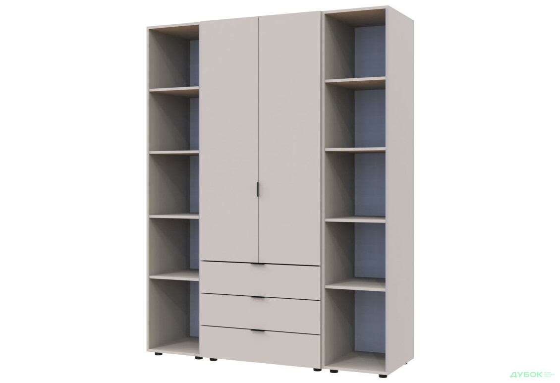 Изображение 2 - Шкаф Doros Гелар 2 ДСП 2-дверная с 3 ящиками и 2 этажерками 154 см Кашемир