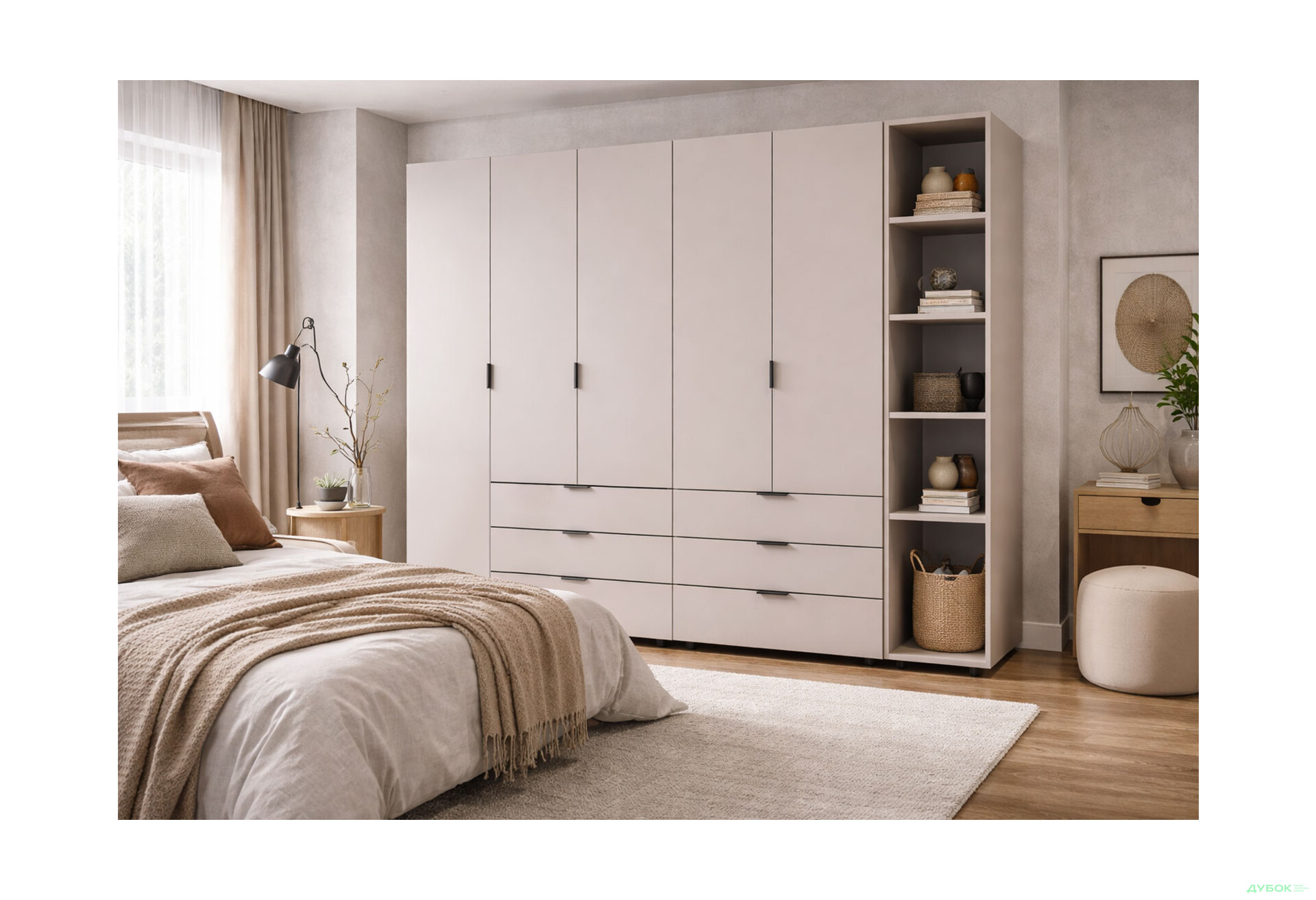 Изображение 2 - Шкаф Doros Гелар ДСП 2- и 3-дверный с ящиками и этажеркой 232 см Кашемир