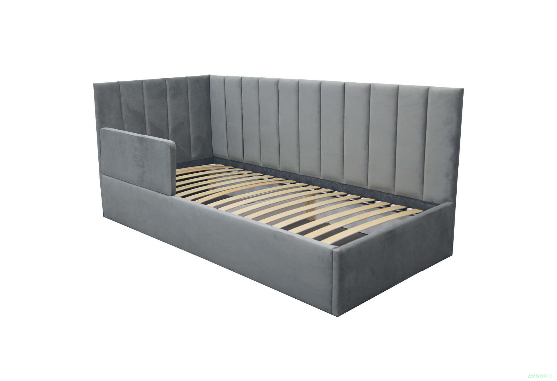 Ліжко-подіум Vika Перлина New підйомне + бортик, збірка ліва, 90х200 см, темно-сіре - Зображення 3 Зображення 3 - Ліжко-подіум Vika Перлина New підйомне + бортик, збірка ліва, 90х200 см, темно-сіре