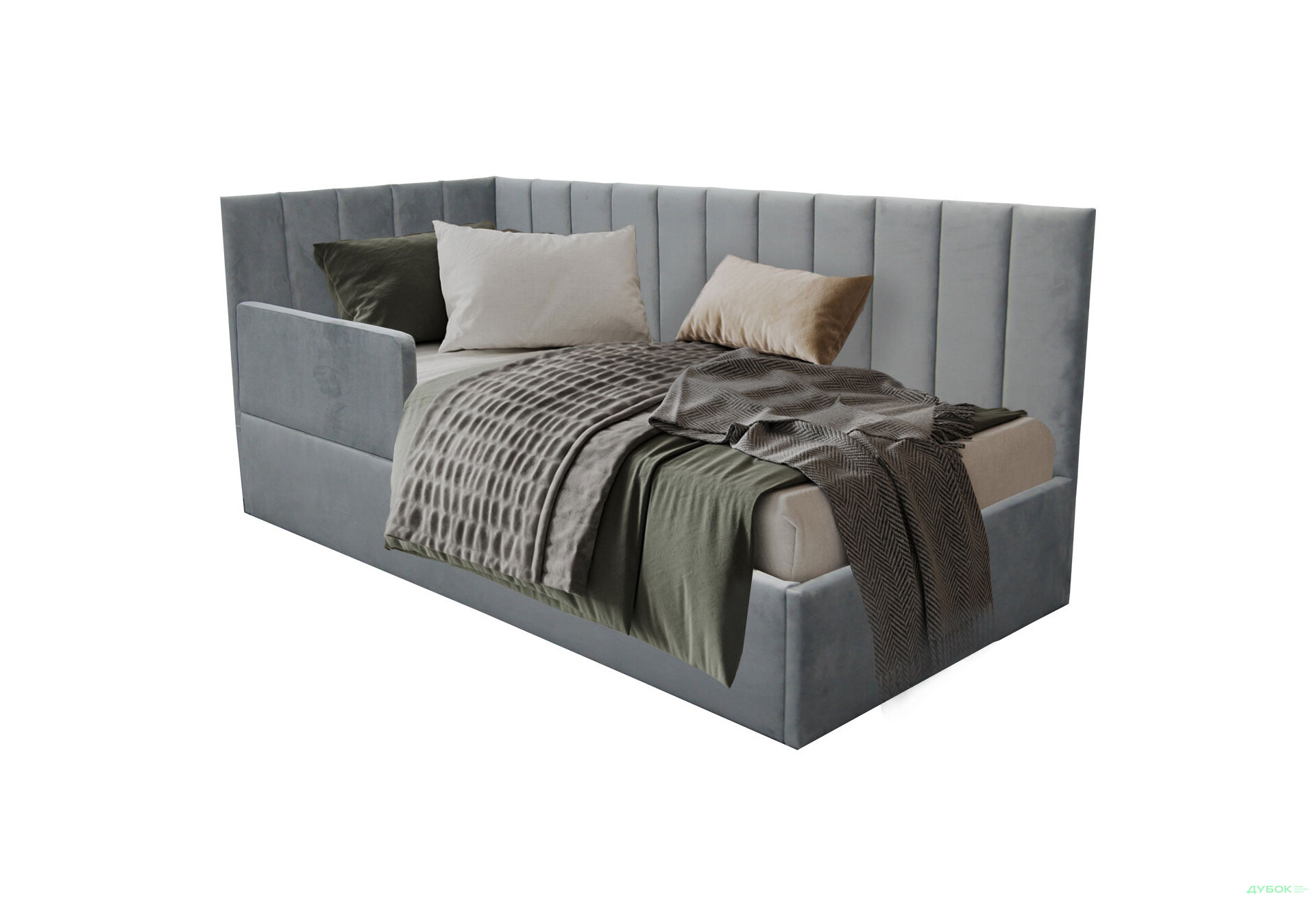 Ліжко-подіум Vika Перлина New підйомне + бортик, збірка ліва, 90х200 см, темно-сіре - Зображення 1 Зображення 1 - Ліжко-подіум Vika Перлина New підйомне + бортик, збірка ліва, 90х200 см, темно-сіре