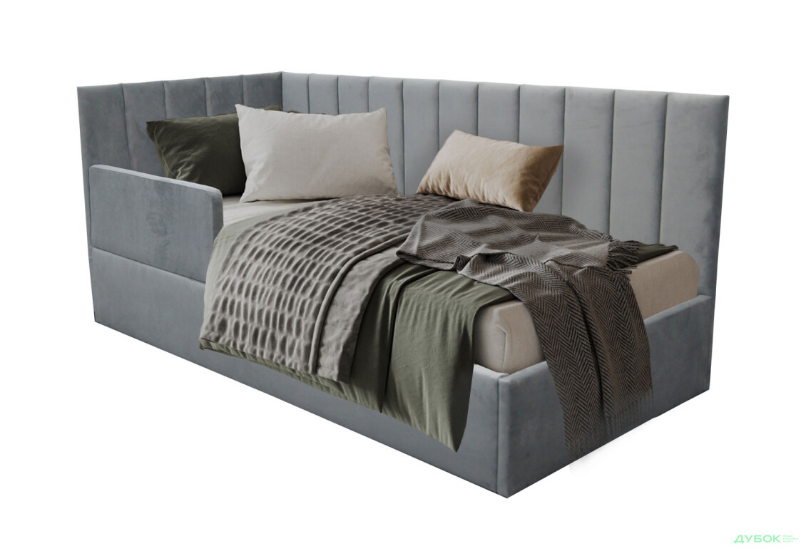 Ліжко-подіум Vika Перлина New підйомне + бортик, збірка ліва, 90х200 см, темно-сіре - Зображення 1 Зображення 1 - Ліжко-подіум Vika Перлина New підйомне + бортик, збірка ліва, 90х200 см, темно-сіре