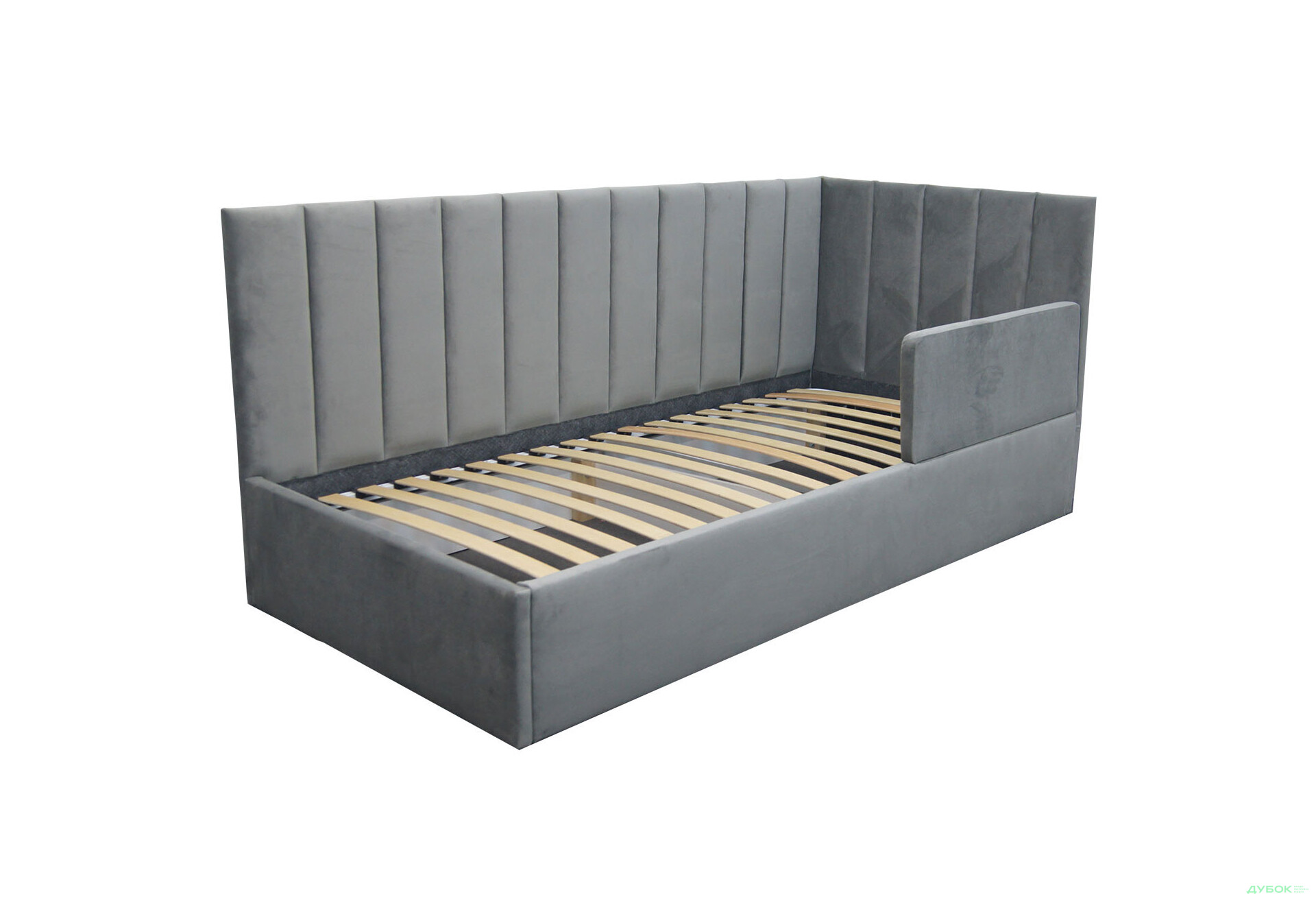 Ліжко-подіум Vika Перлина New підйомне + бортик, збірка права, 90х200 см, темно-сіре - Зображення 3 Зображення 3 - Ліжко-подіум Vika Перлина New підйомне + бортик, збірка права, 90х200 см, темно-сіре