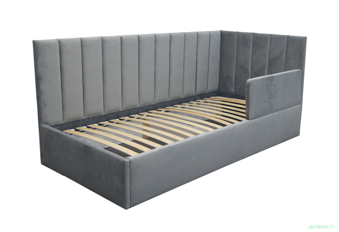 Ліжко-подіум Vika Перлина New підйомне + бортик, збірка права, 90х200 см, темно-сіре - Зображення 3 Зображення 3 - Ліжко-подіум Vika Перлина New підйомне + бортик, збірка права, 90х200 см, темно-сіре