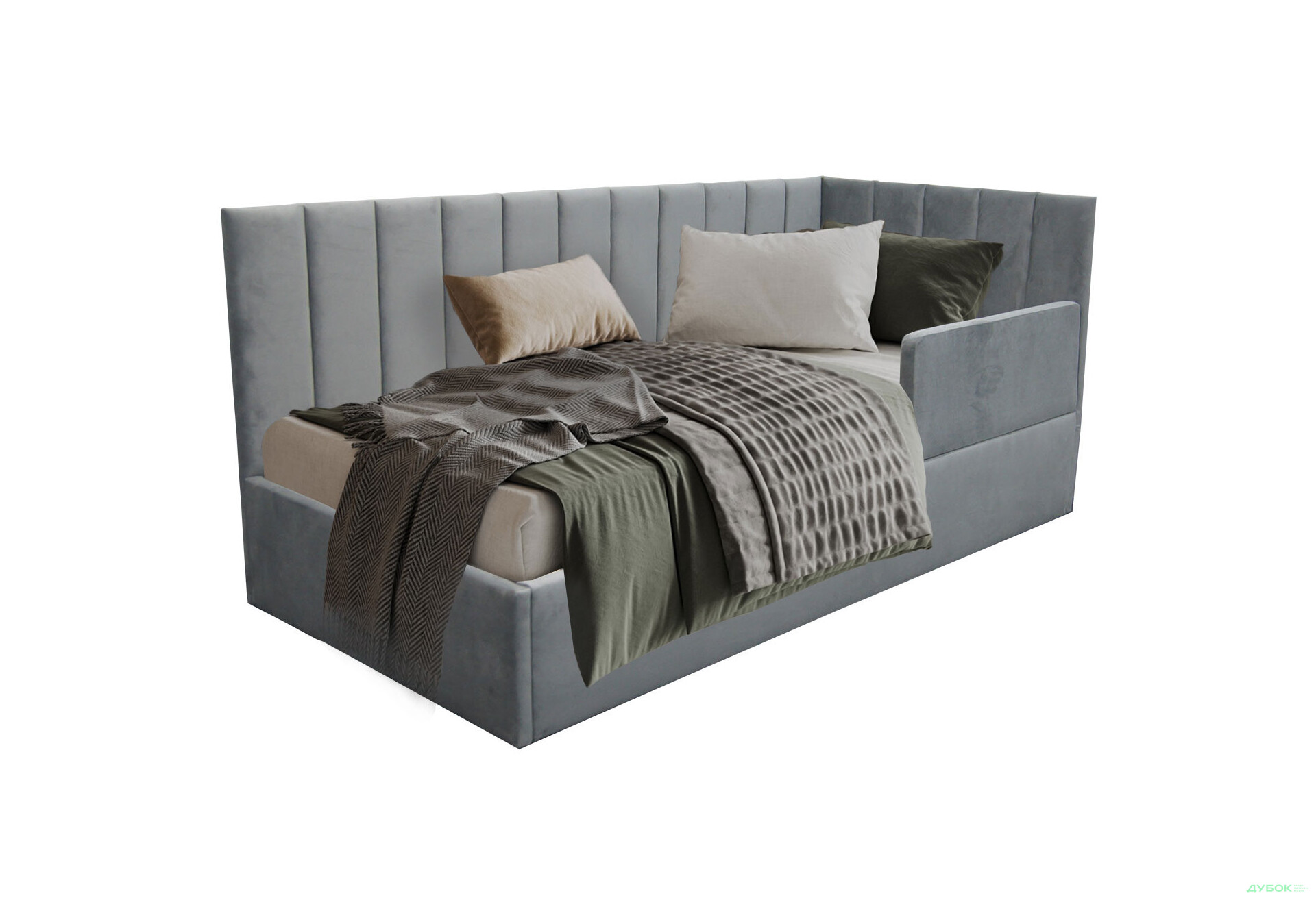 Ліжко-подіум Vika Перлина New підйомне + бортик, збірка права, 90х200 см, темно-сіре - Зображення 1 Зображення 1 - Ліжко-подіум Vika Перлина New підйомне + бортик, збірка права, 90х200 см, темно-сіре