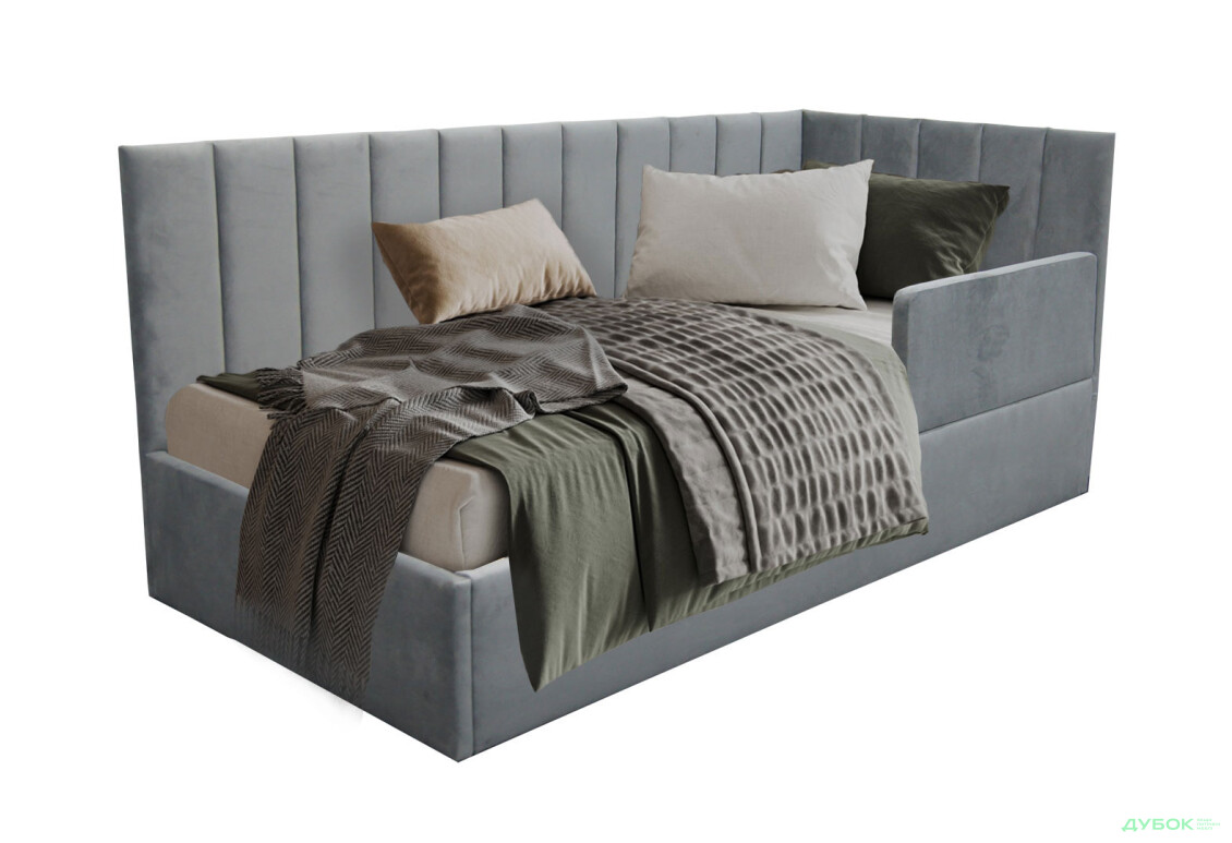 Ліжко-подіум Vika Перлина New підйомне + бортик, збірка права, 90х200 см, темно-сіре - Зображення 1 Зображення 1 - Ліжко-подіум Vika Перлина New підйомне + бортик, збірка права, 90х200 см, темно-сіре