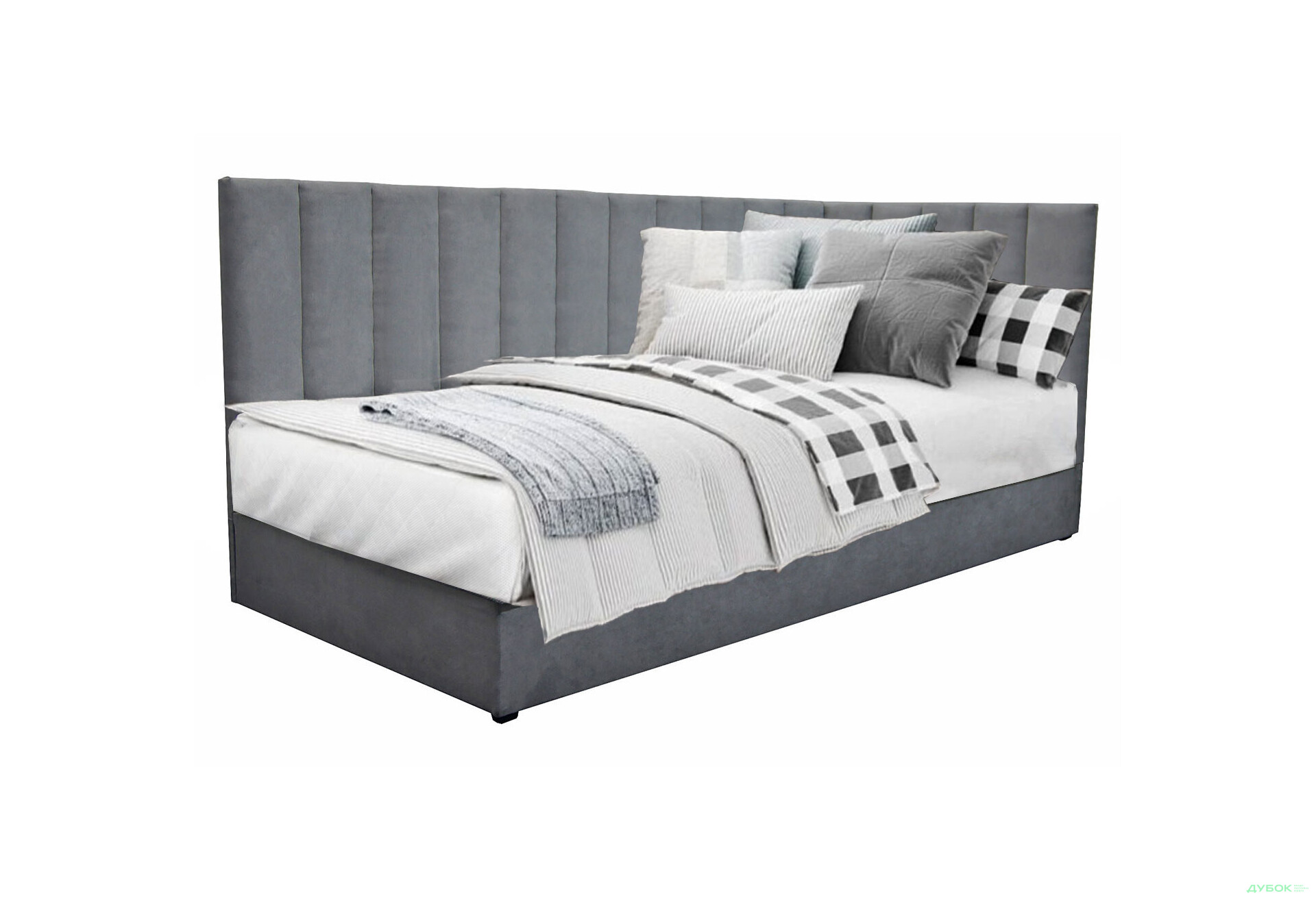 Ліжко-подіум Vika Перлина 90х200 см підйомне з матрацом, збірка права, темно-сіре (Malcolm 53) - Зображення 1 Зображення 1 - Ліжко-подіум Vika Перлина 90х200 см підйомне з матрацом, збірка права, темно-сіре (Malcolm 53)