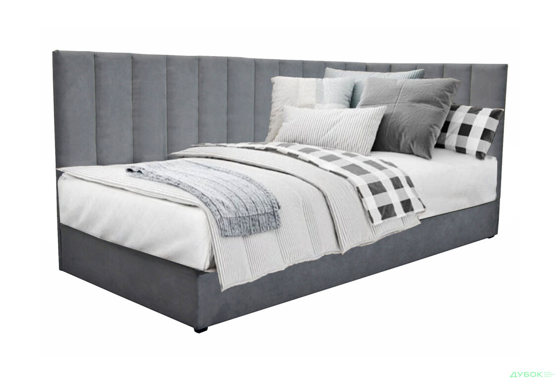 Ліжко-подіум Vika Перлина 90х200 см підйомне з матрацом, збірка права, темно-сіре (Malcolm 53) - Зображення 1 Зображення 1 - Ліжко-подіум Vika Перлина 90х200 см підйомне з матрацом, збірка права, темно-сіре (Malcolm 53)