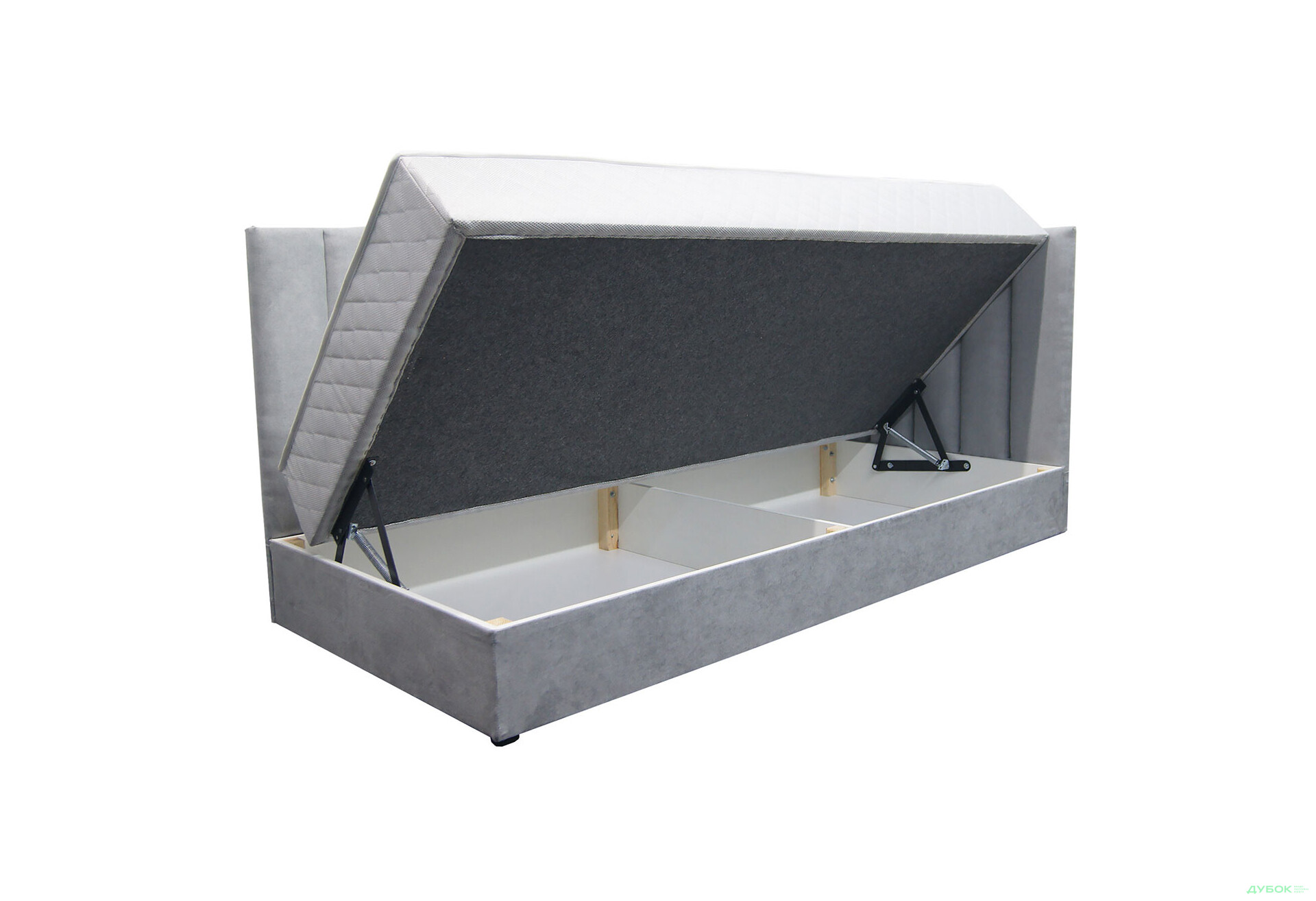 Ліжко-подіум Vika Перлина 90х200 см підйомне з матрацом, збірка права, темно-сіре (Malcolm 53) - Зображення 3 Зображення 3 - Ліжко-подіум Vika Перлина 90х200 см підйомне з матрацом, збірка права, темно-сіре (Malcolm 53)