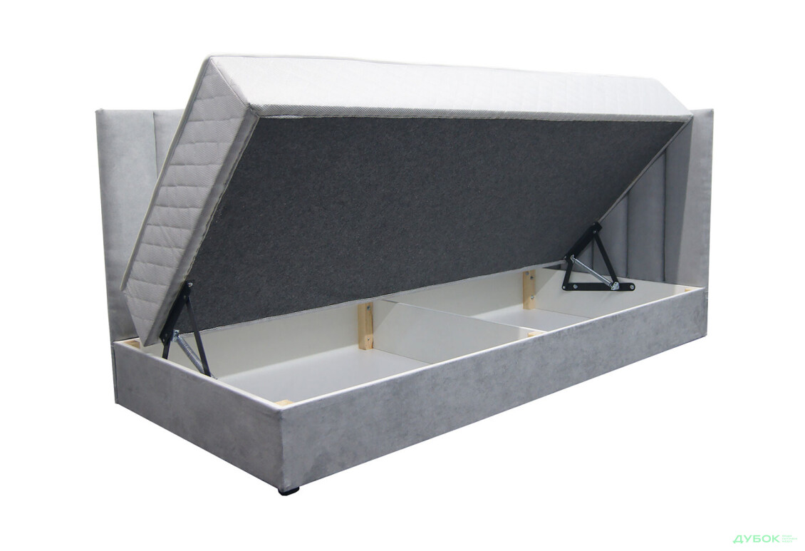 Ліжко-подіум Vika Перлина 90х200 см підйомне з матрацом, збірка права, темно-сіре (Malcolm 53) - Зображення 3 Зображення 3 - Ліжко-подіум Vika Перлина 90х200 см підйомне з матрацом, збірка права, темно-сіре (Malcolm 53)