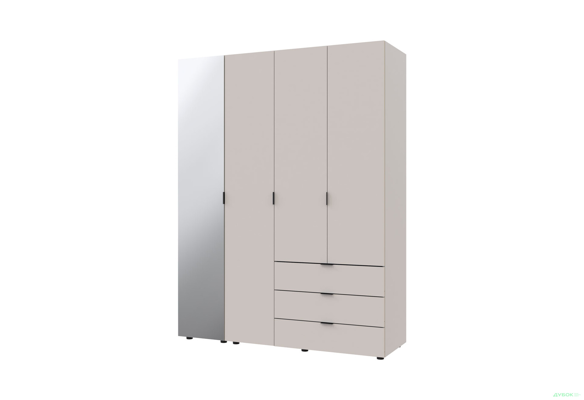 Изображение 1 - Шкаф Doros Гелар 4-дверная с зеркалом і 3 ящиками 155 см Кашемир