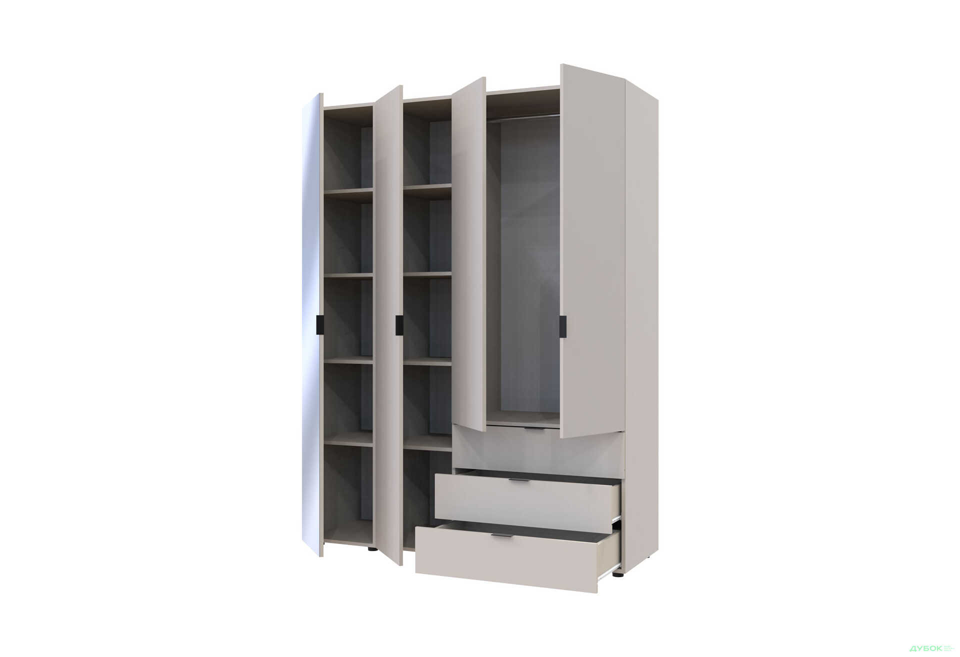 Изображение 5 - Шкаф Doros Гелар 4-дверная с зеркалом і 3 ящиками 155 см Кашемир