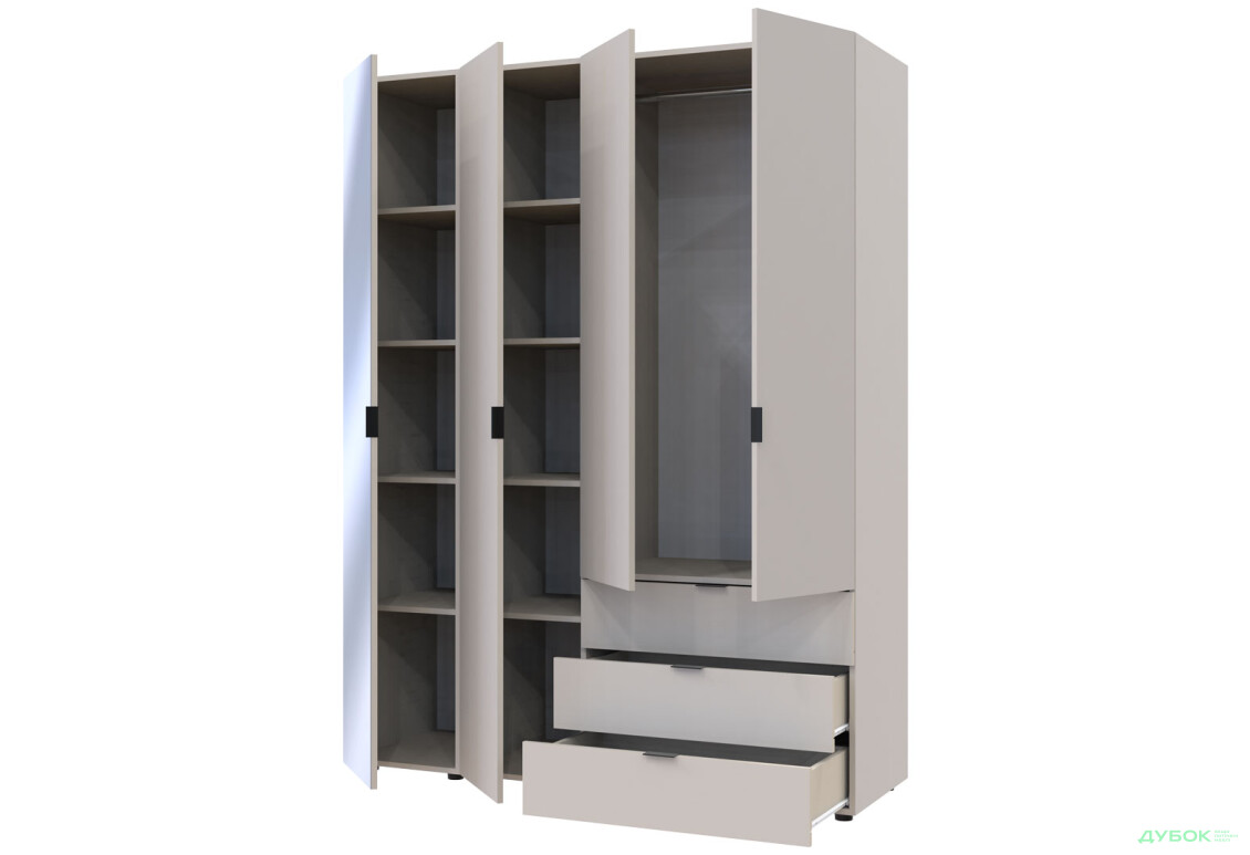 Изображение 5 - Шкаф Doros Гелар 4-дверная с зеркалом і 3 ящиками 155 см Кашемир