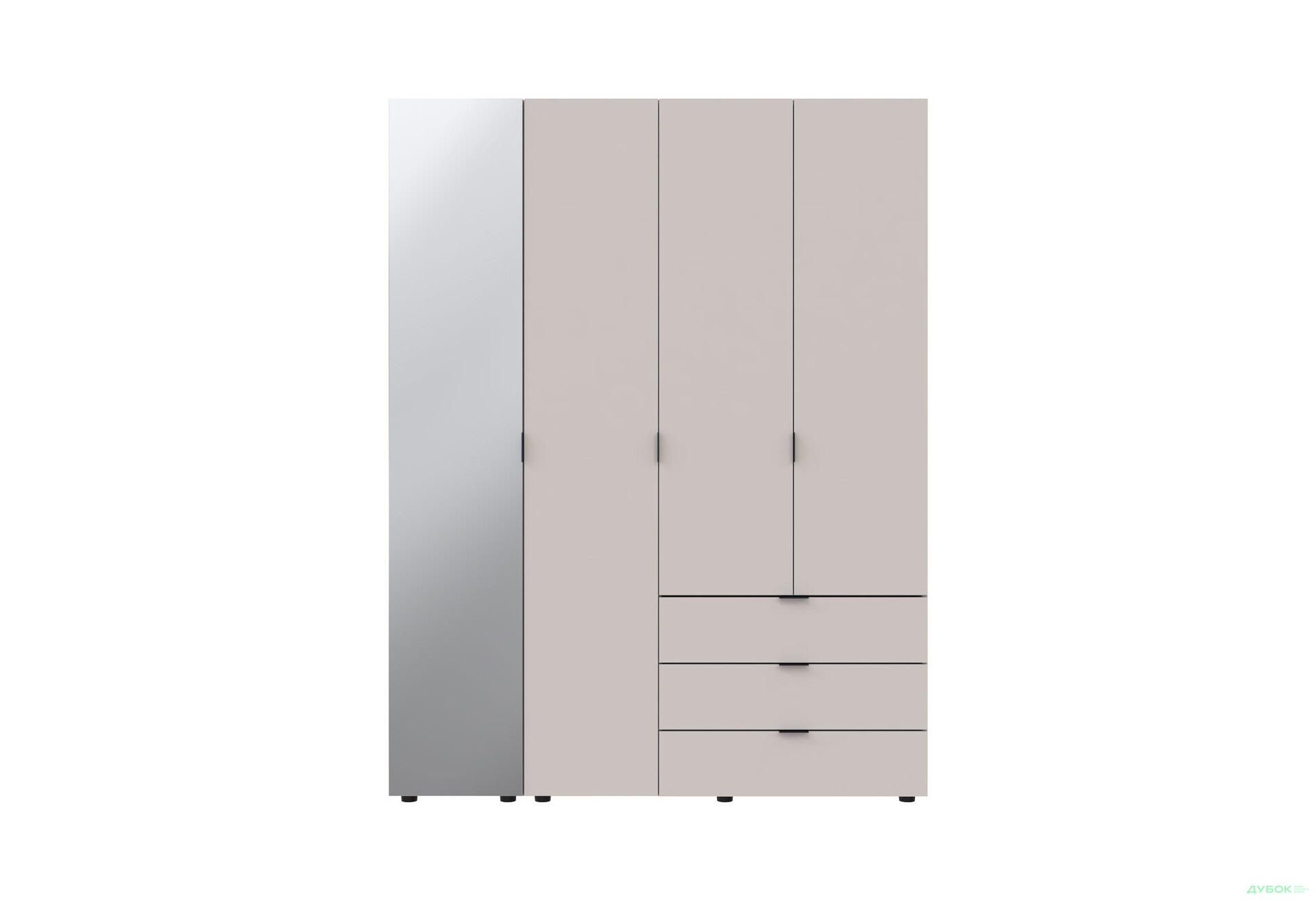 Изображение 3 - Шкаф Doros Гелар 4-дверная с зеркалом і 3 ящиками 155 см Кашемир