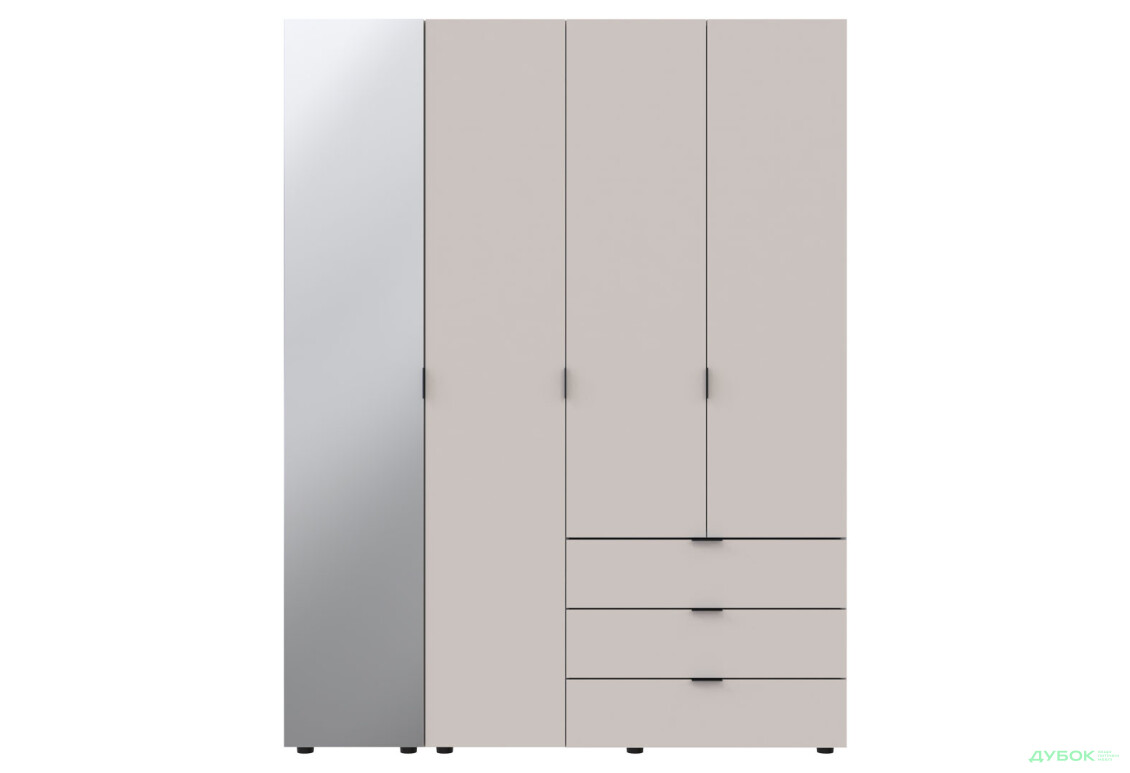 Изображение 3 - Шкаф Doros Гелар 4-дверная с зеркалом і 3 ящиками 155 см Кашемир