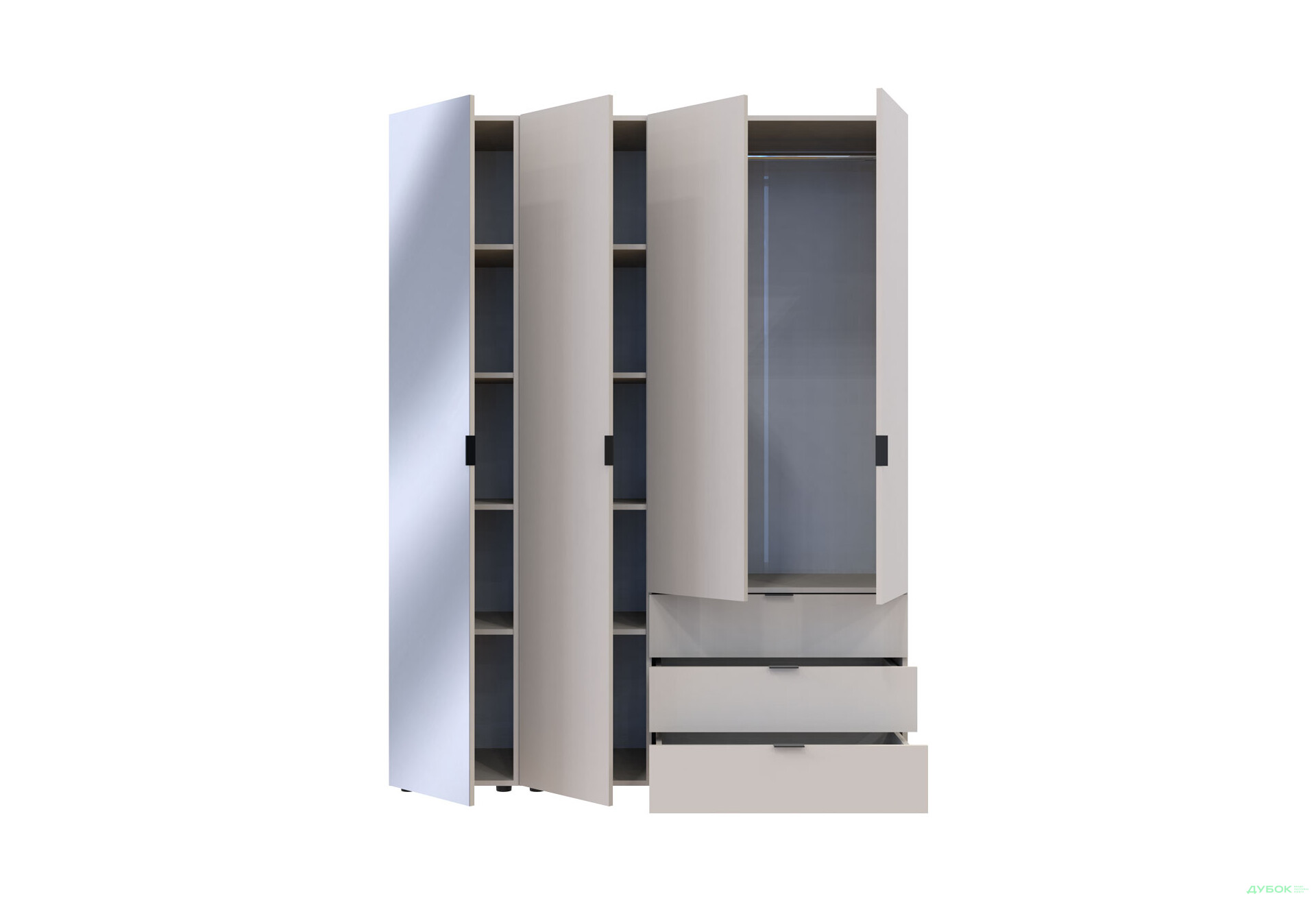 Изображение 4 - Шкаф Doros Гелар 4-дверная с зеркалом і 3 ящиками 155 см Кашемир