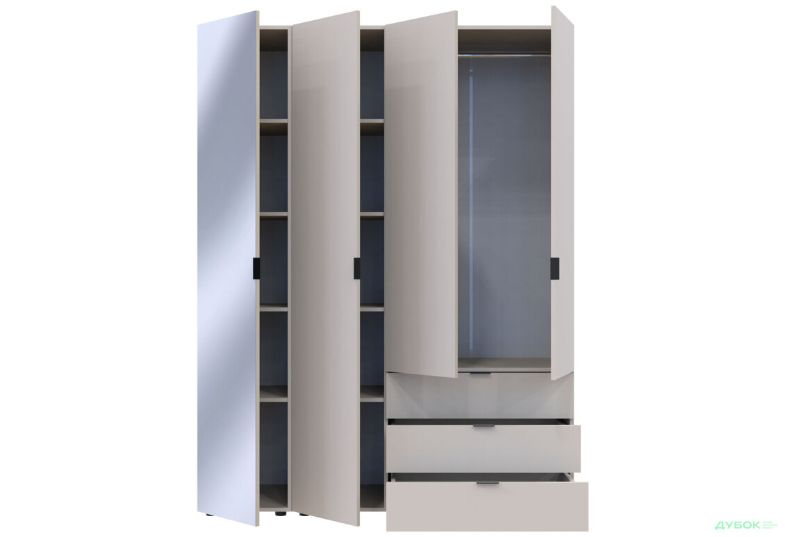 Изображение 4 - Шкаф Doros Гелар 4-дверная с зеркалом і 3 ящиками 155 см Кашемир