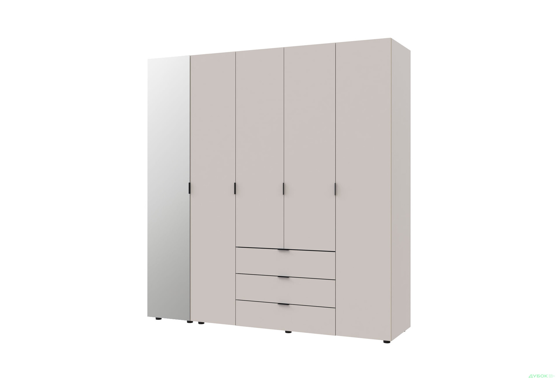 Изображение 1 - Шкаф Doros Гелар 5-дверная с зеркалом і 3 ящиками 194 см Кашемир