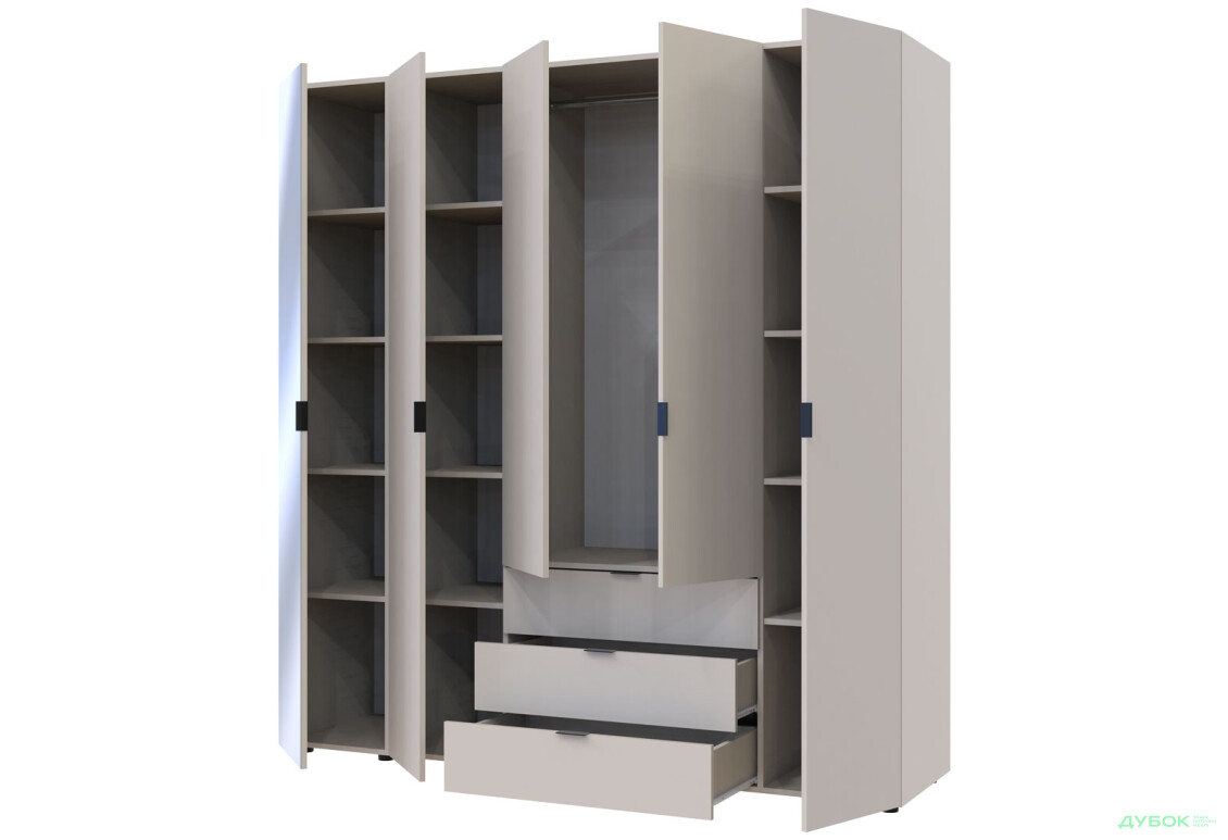 Изображение 6 - Шкаф Doros Гелар 5-дверная с зеркалом і 3 ящиками 194 см Кашемир