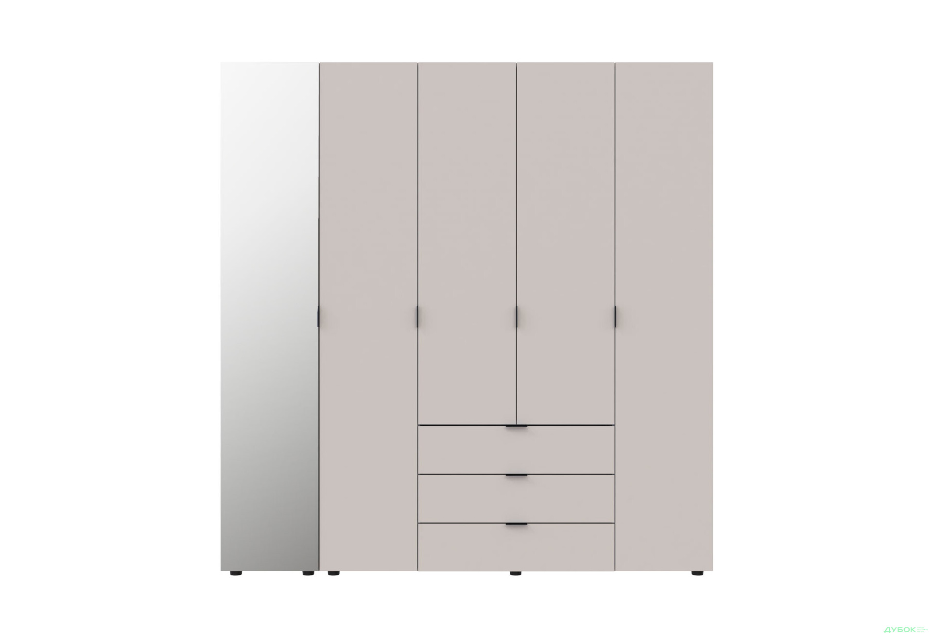 Изображение 3 - Шкаф Doros Гелар 5-дверная с зеркалом і 3 ящиками 194 см Кашемир