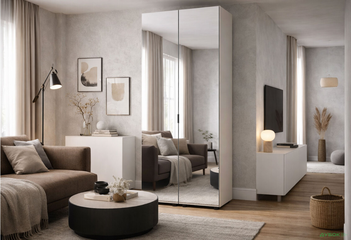 Изображение 2 - Шкаф Doros Гелар 2-дверная с зеркалом 78 см Кашемир