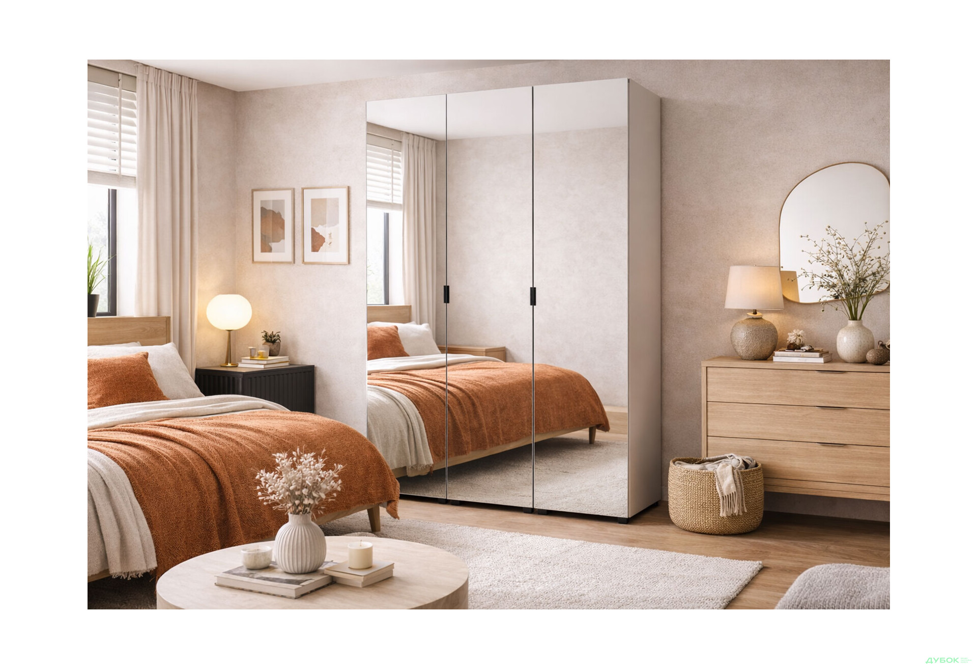 Изображение 2 - Шкаф Doros Гелар 3-дверная с зеркалом 117 см Кашемир