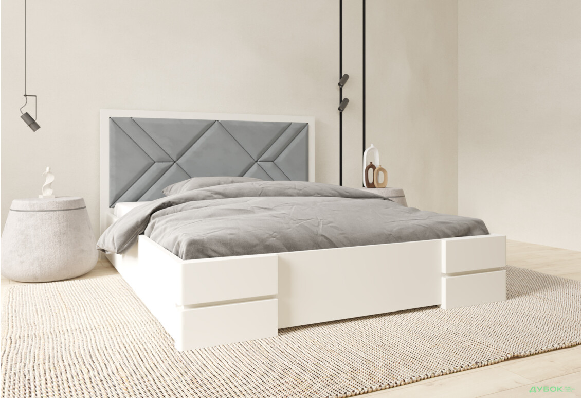 Изображение 4 - Кровать-подиум Arbor Drev Елит с матрасом София Нью 160 см тк. Лагуна 42, белая, сосна