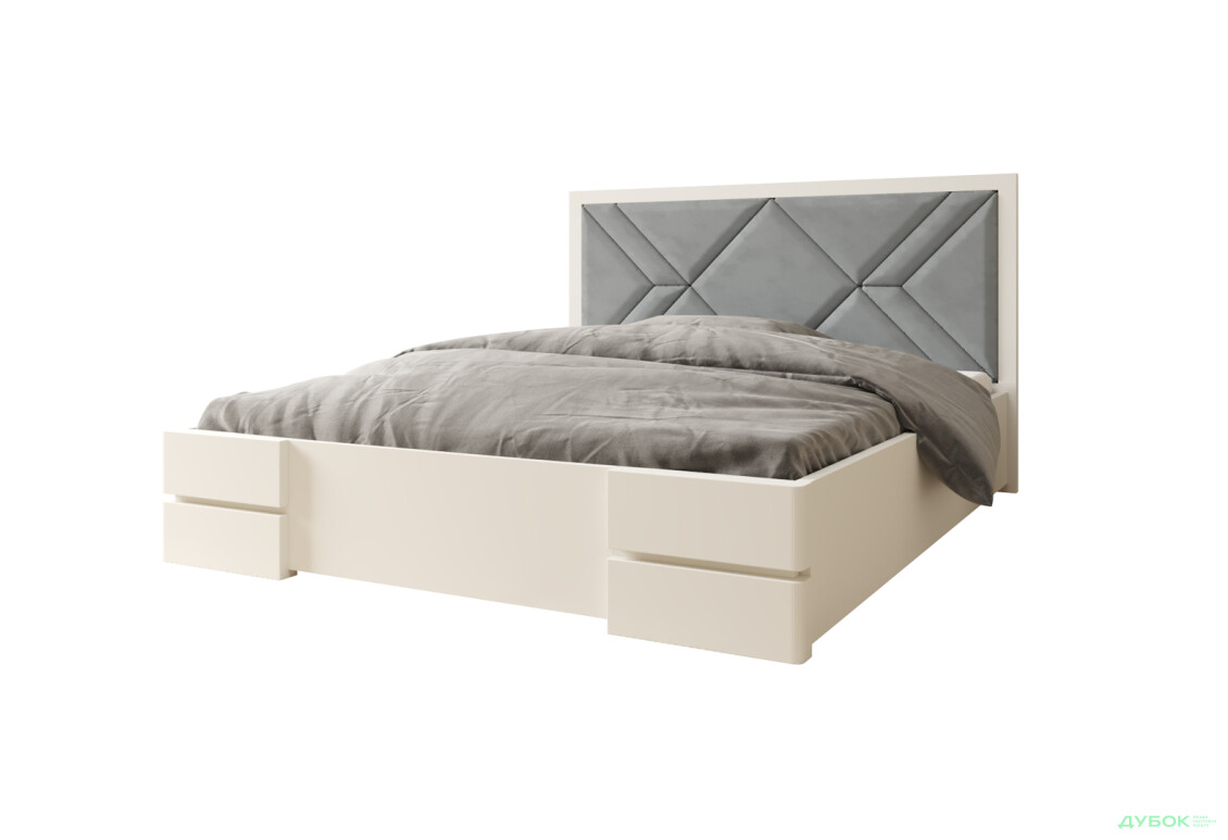 Кровать-подиум Arbor Drev Елит с матрасом София Нью 160 см тк. Лагуна 42, белая, сосна