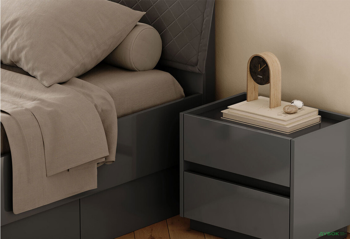 Ліжко-подіум MiroMark Тео із вкладом та матрацом Софія Нью 160х200 см з шухлядами, мат антрацит / мат графіт - Зображення 3 Зображення 3 - Ліжко-подіум MiroMark Тео із вкладом та матрацом Софія Нью 160х200 см з шухлядами, мат антрацит / мат графіт