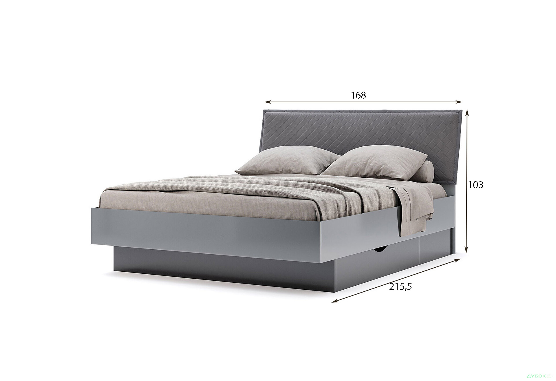 Ліжко-подіум MiroMark Тео із вкладом та матрацом Софія Нью 160х200 см з шухлядами, мат антрацит / мат графіт - Зображення 8 Зображення 8 - Ліжко-подіум MiroMark Тео із вкладом та матрацом Софія Нью 160х200 см з шухлядами, мат антрацит / мат графіт