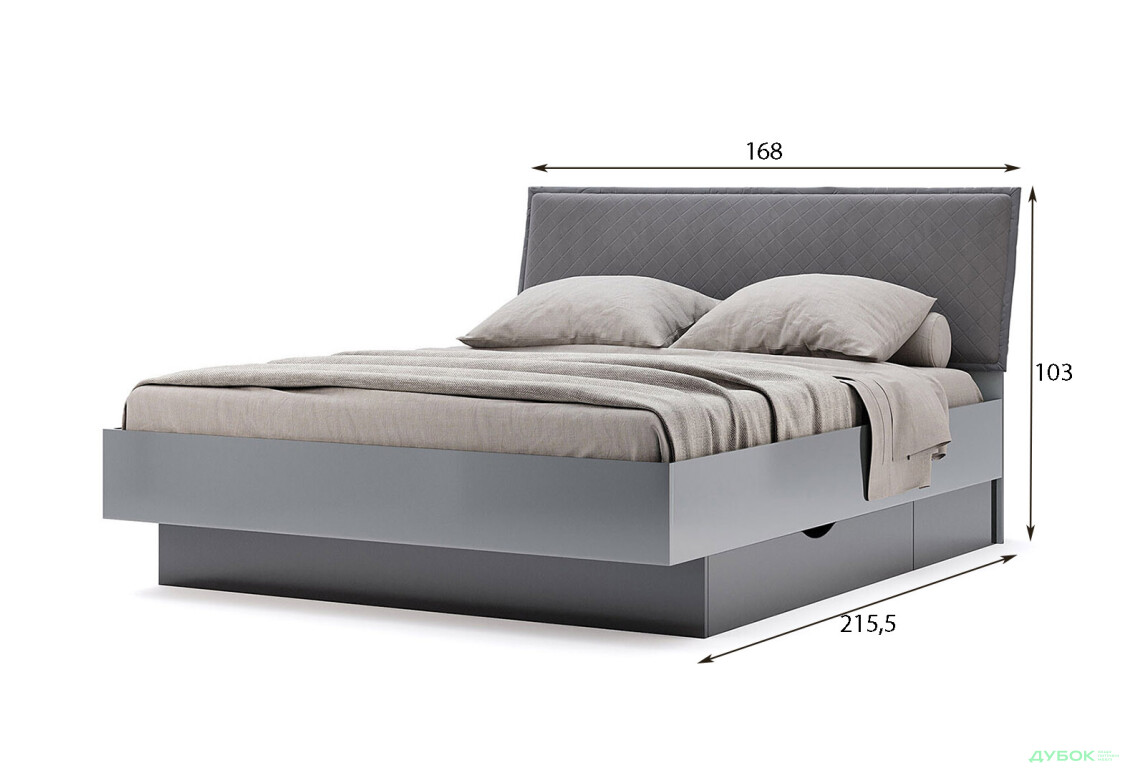 Ліжко-подіум MiroMark Тео із вкладом та матрацом Софія Нью 160х200 см з шухлядами, мат антрацит / мат графіт - Зображення 8 Зображення 8 - Ліжко-подіум MiroMark Тео із вкладом та матрацом Софія Нью 160х200 см з шухлядами, мат антрацит / мат графіт