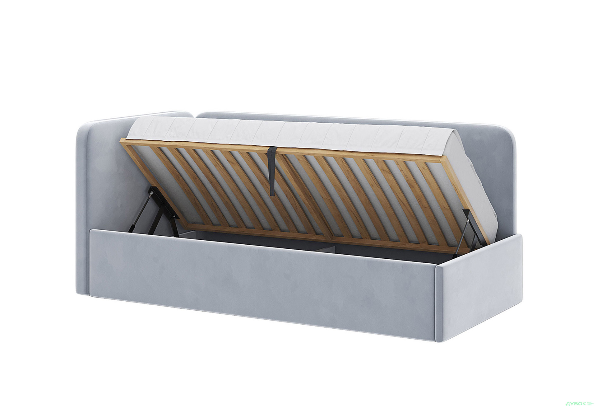 Ліжко MiroMark Хеппі з матрацом Софія Нью 90х200 см підйомне, світло-сіре - Зображення 3 Зображення 3 - Ліжко MiroMark Хеппі з матрацом Софія Нью 90х200 см підйомне, світло-сіре