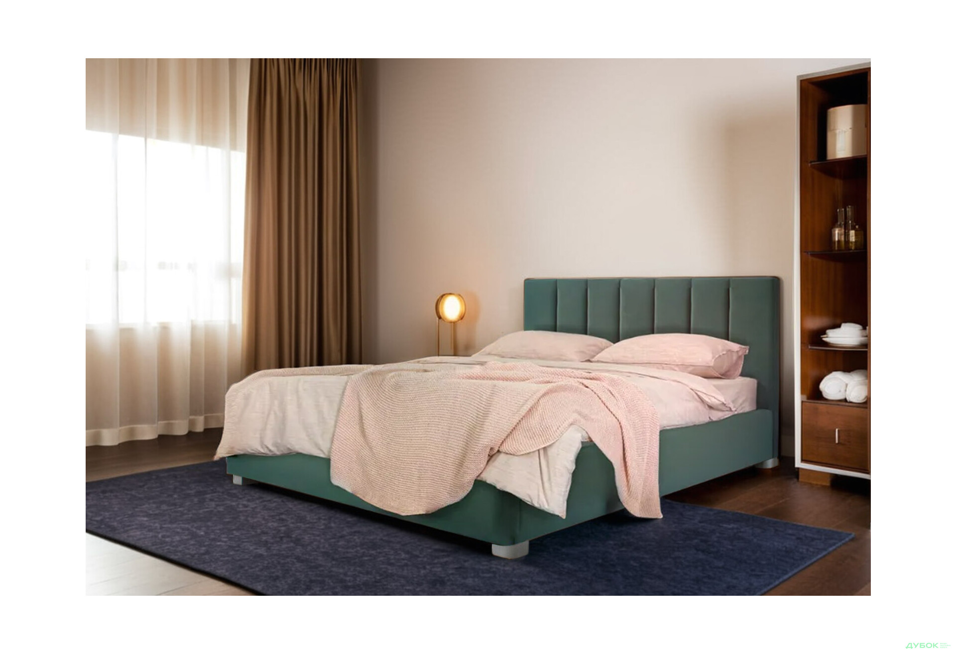 Зображення 2 - Ліжко-подіум Eurosof Біатріс 160х200 см з нішею та металопідйомником, смарагдовий