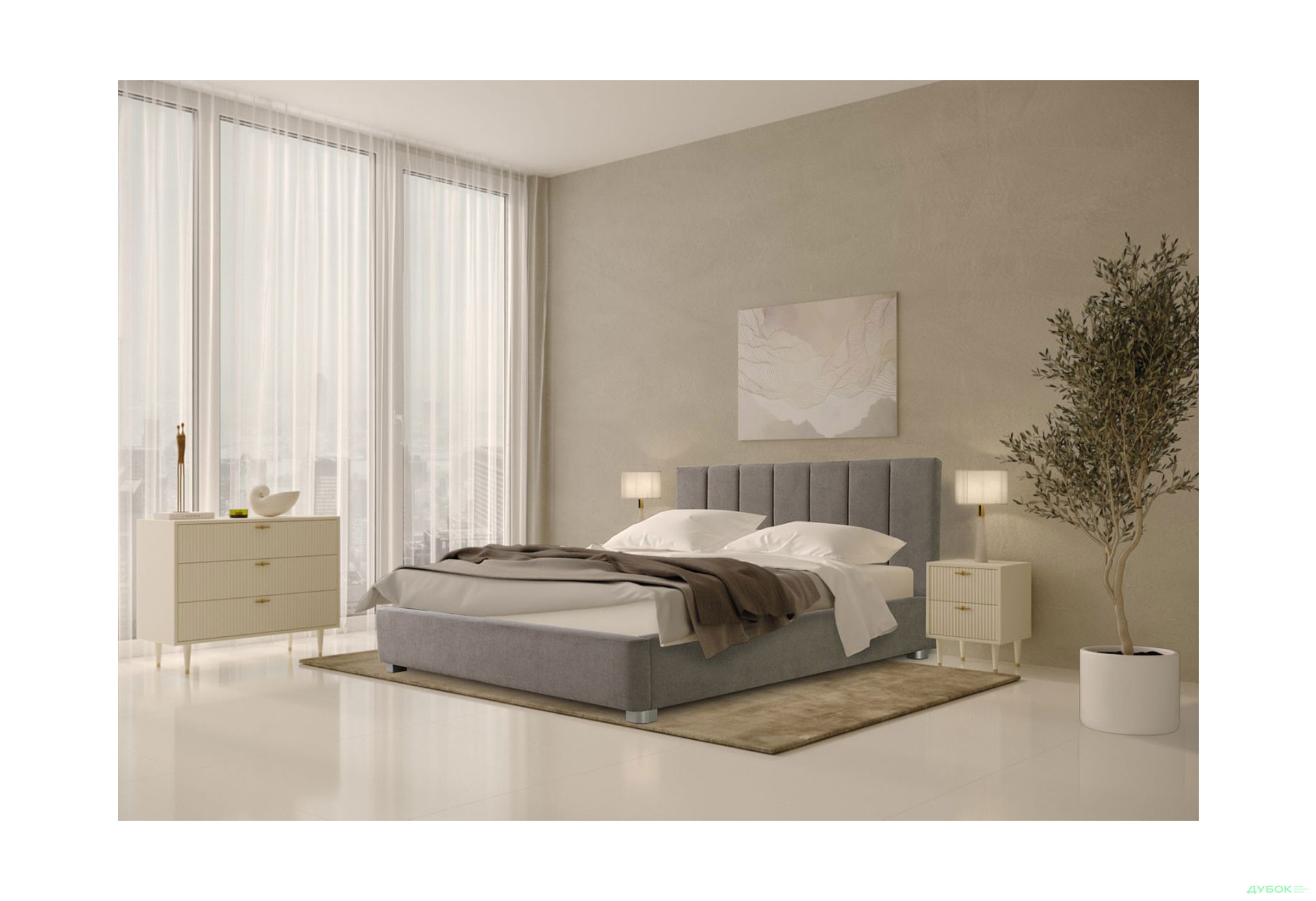 Зображення 2 - Ліжко-подіум Eurosof Біатріс 180х200 см з нішею та металопідйомником, сірий