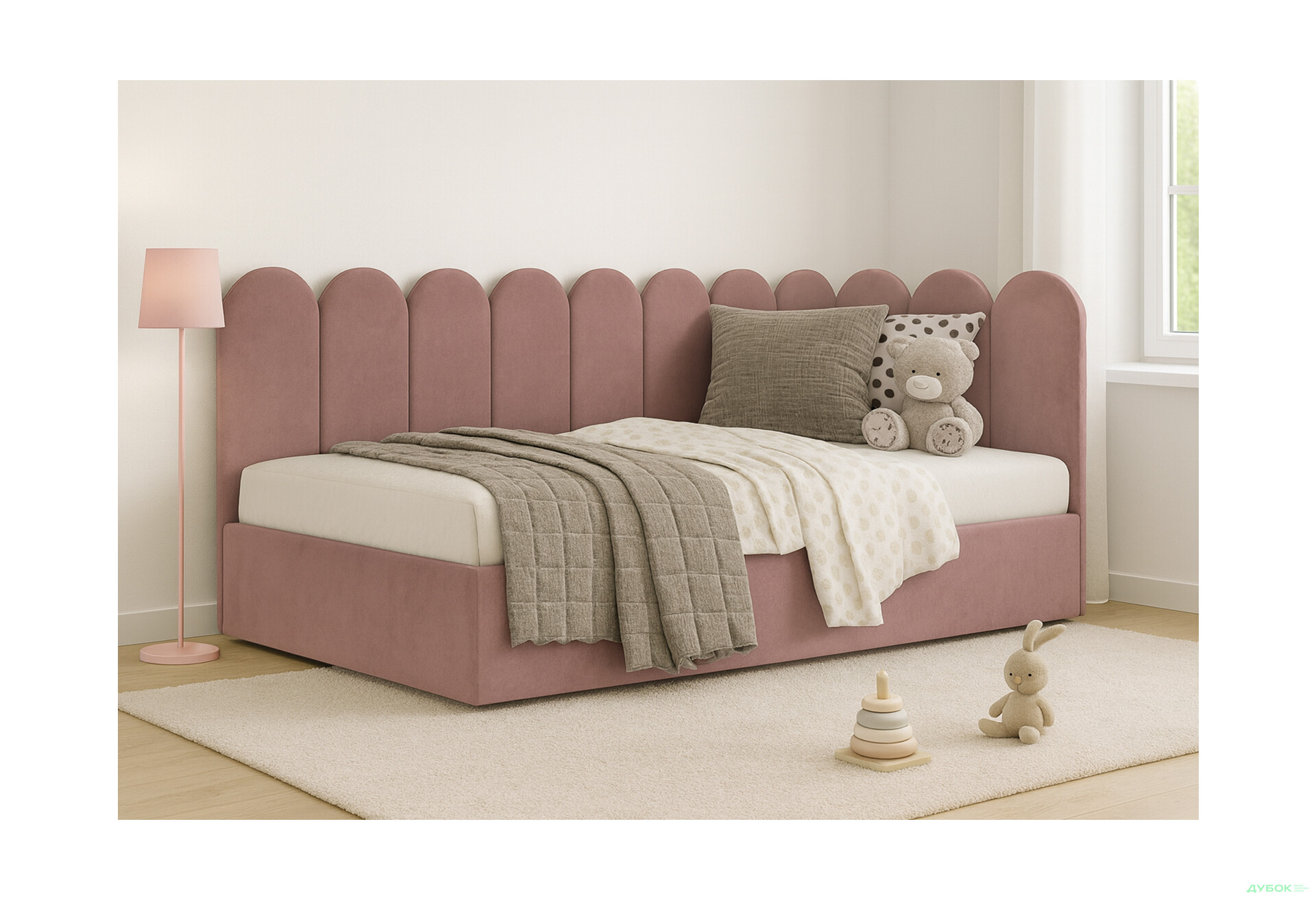 Зображення 2 - Ліжко-подіум Eurosof Емелі 90х200 см з нішею та металопідйомником, рожевий