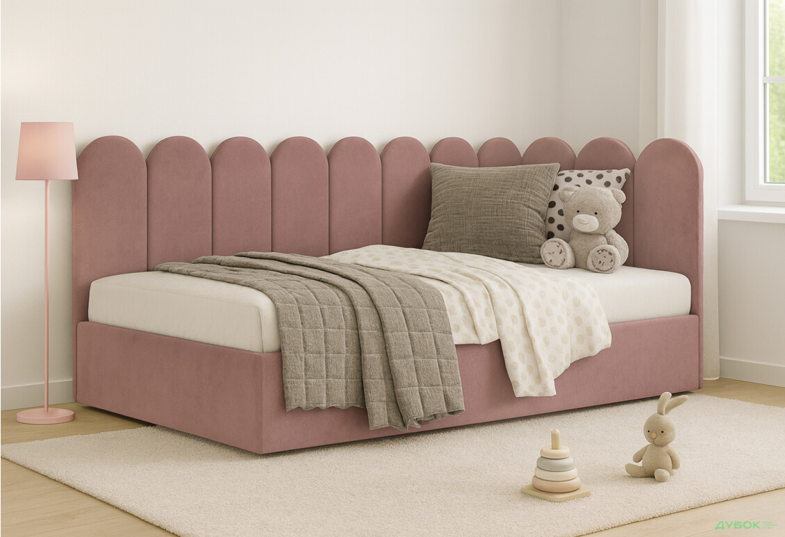 Зображення 2 - Ліжко-подіум Eurosof Емелі 90х200 см з нішею та металопідйомником, рожевий